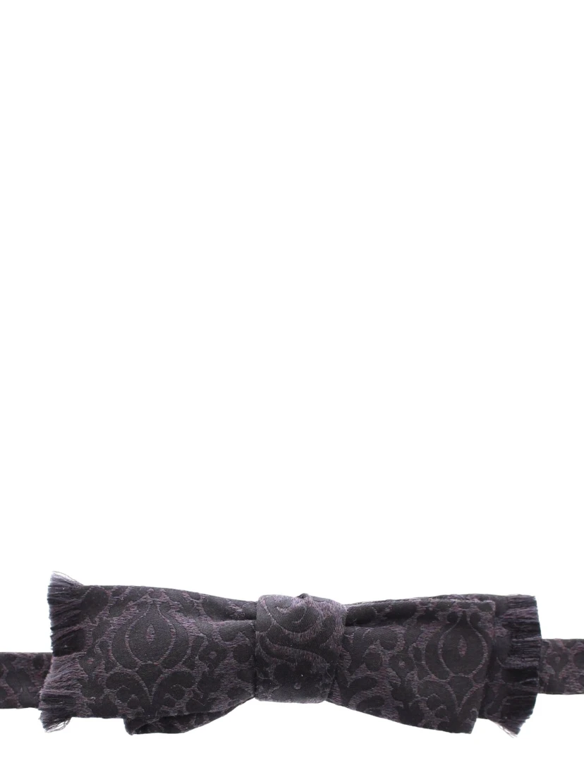 Gray Black Wool Bow Tie