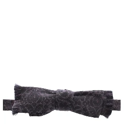 Gray Black Wool Bow Tie