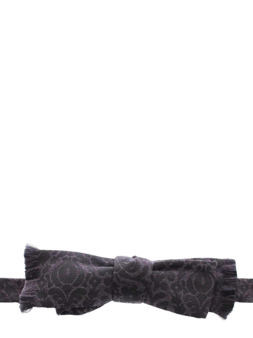 Gray Black Wool Bow Tie