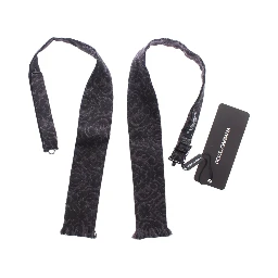 Gray Black Wool Bow Tie