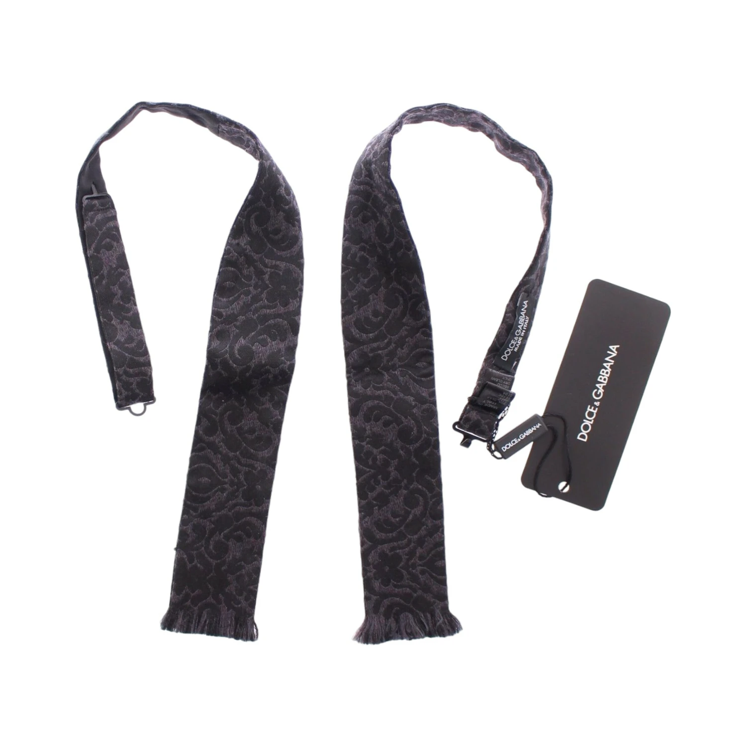 Gray Black Wool Bow Tie