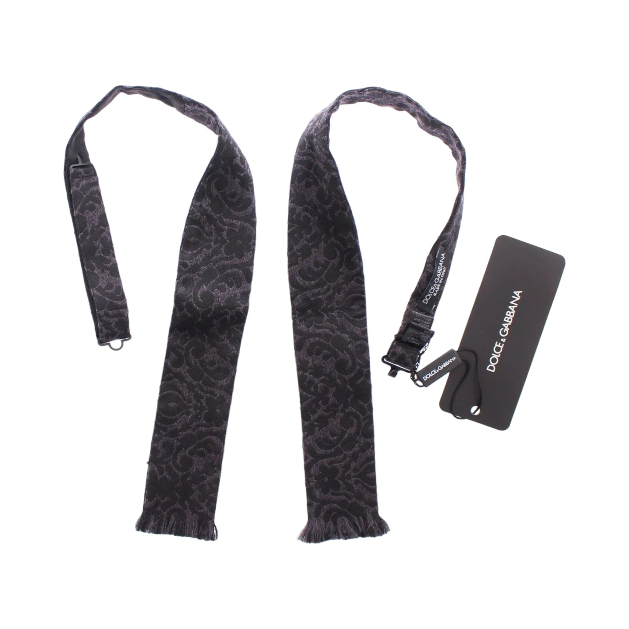 Gray Black Wool Bow Tie