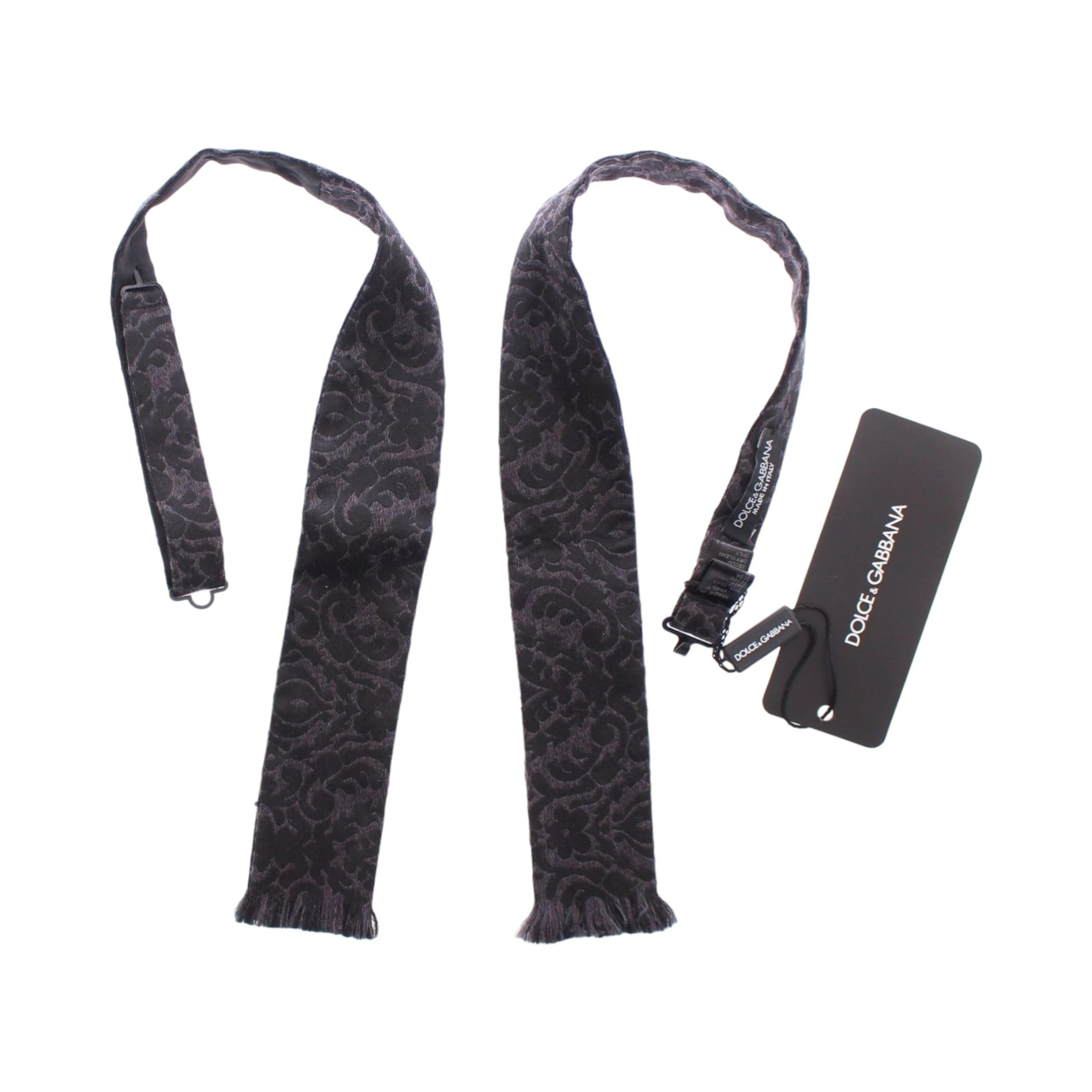 Gray Black Wool Bow Tie