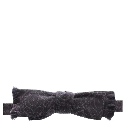 Gray Black Wool Silk Bow Tie