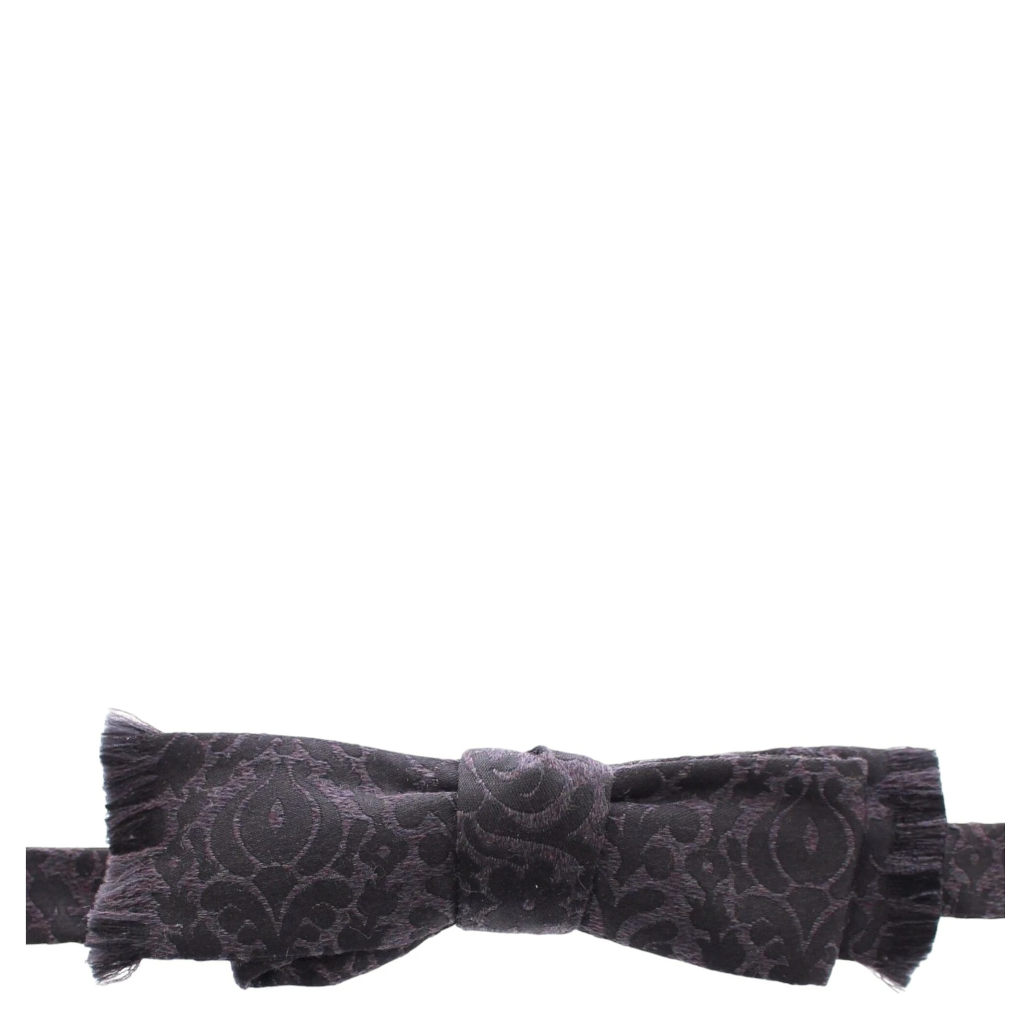 Gray Black Wool Silk Bow Tie