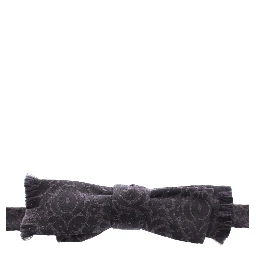 Gray Black Wool Silk Bow Tie