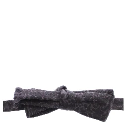 Gray Black Wool Silk Bow Tie