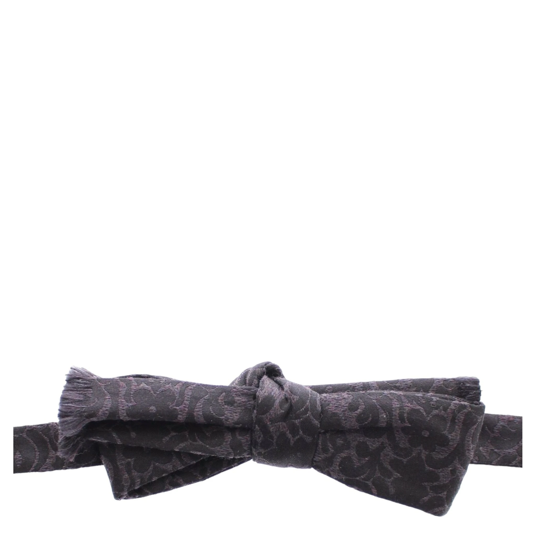 Gray Black Wool Silk Bow Tie
