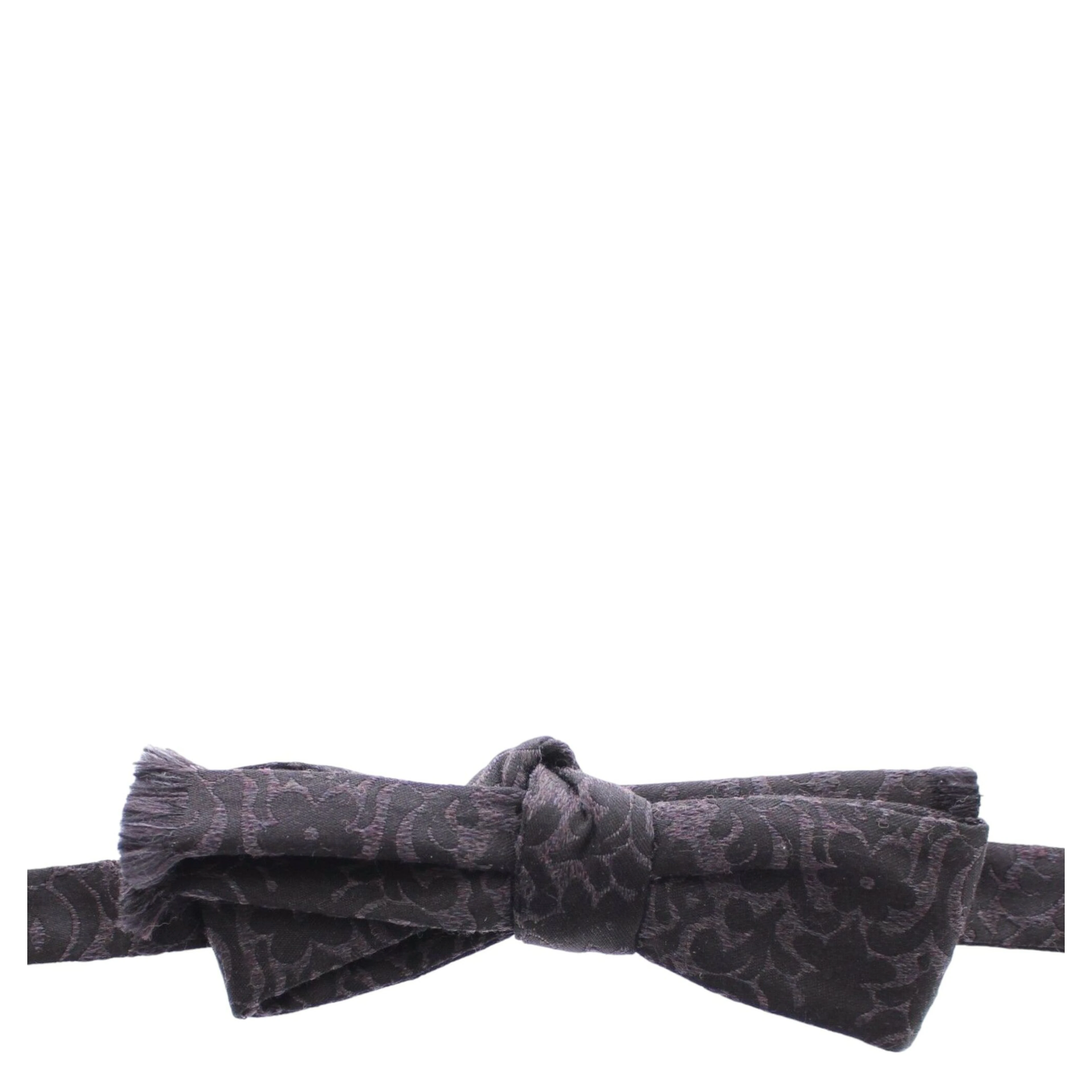 Gray Black Wool Silk Bow Tie