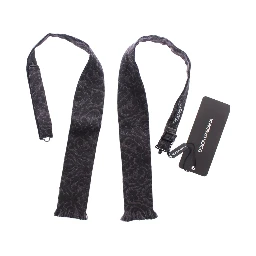 Gray Black Wool Silk Bow Tie
