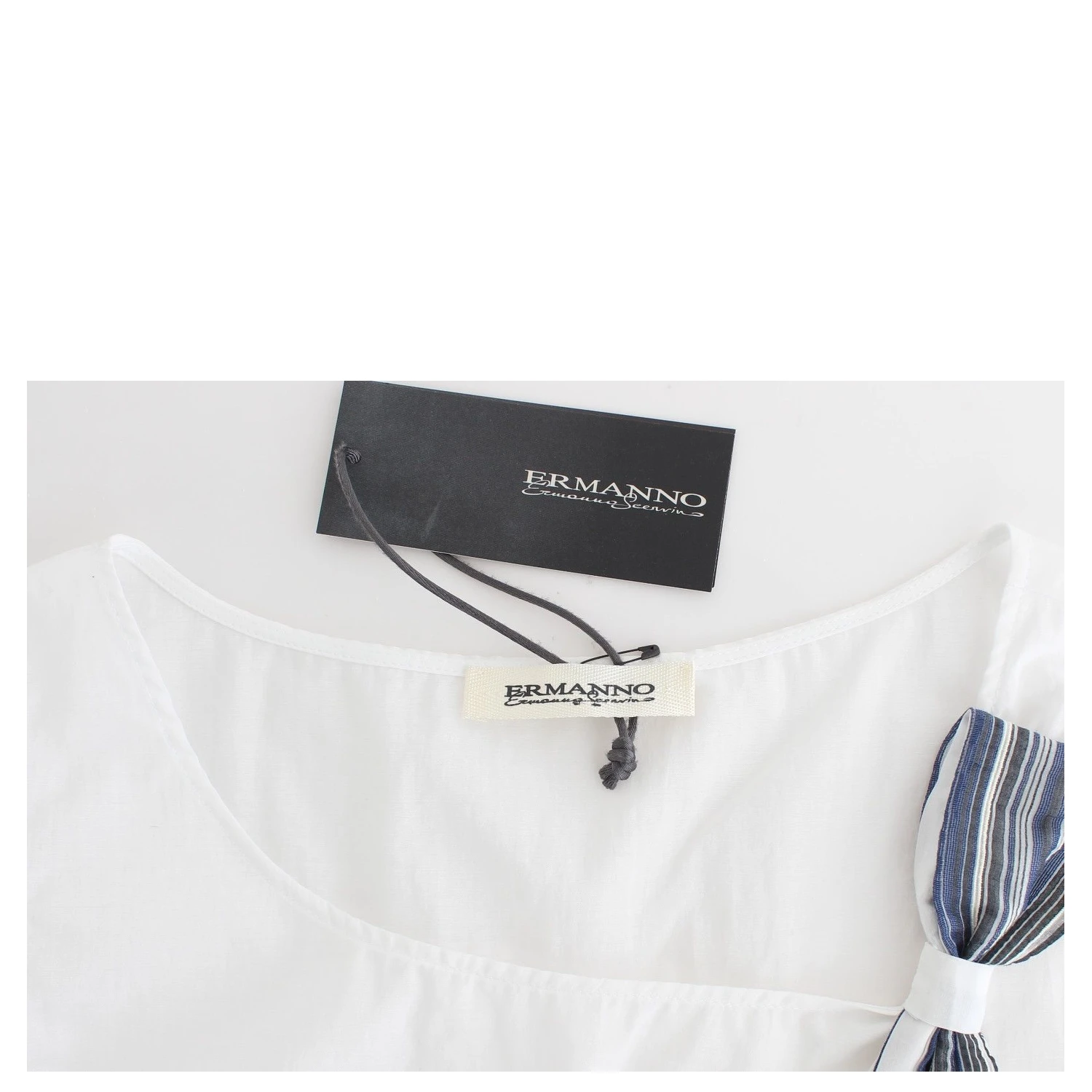 White Blue Top Blouse Tank Shirt Sleeveless