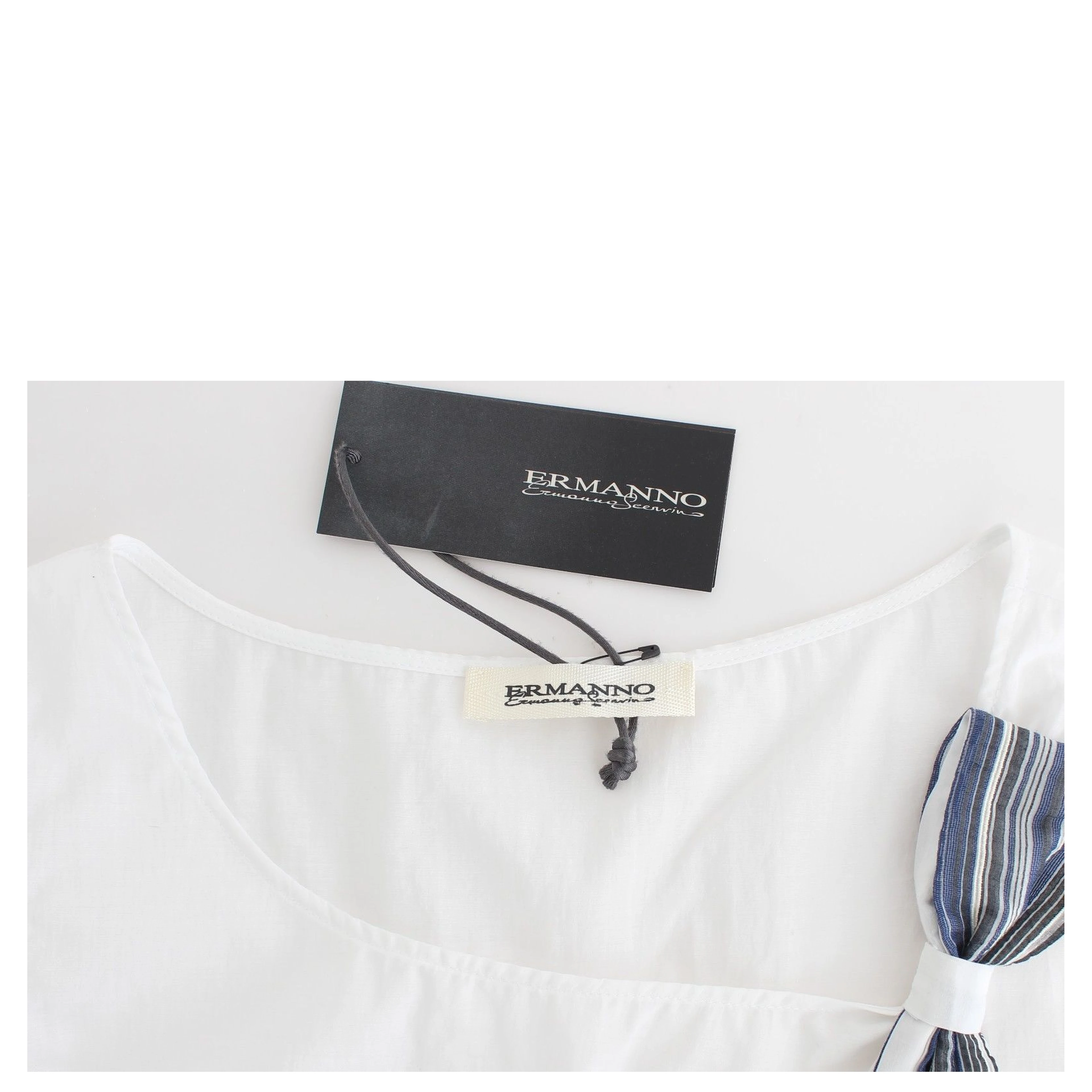 White Blue Top Blouse Tank Shirt Sleeveless