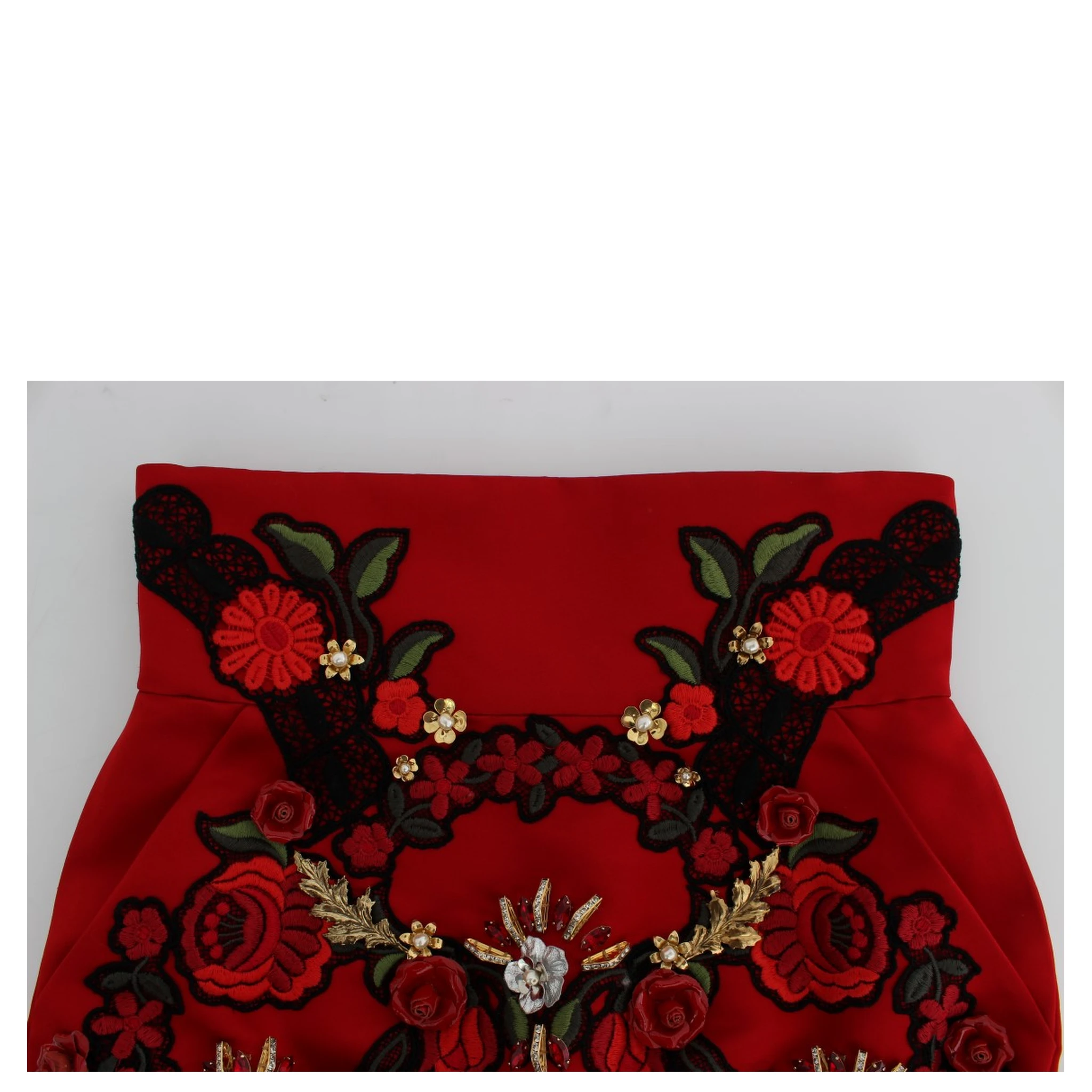 Red Silk Crystal Roses Shorts