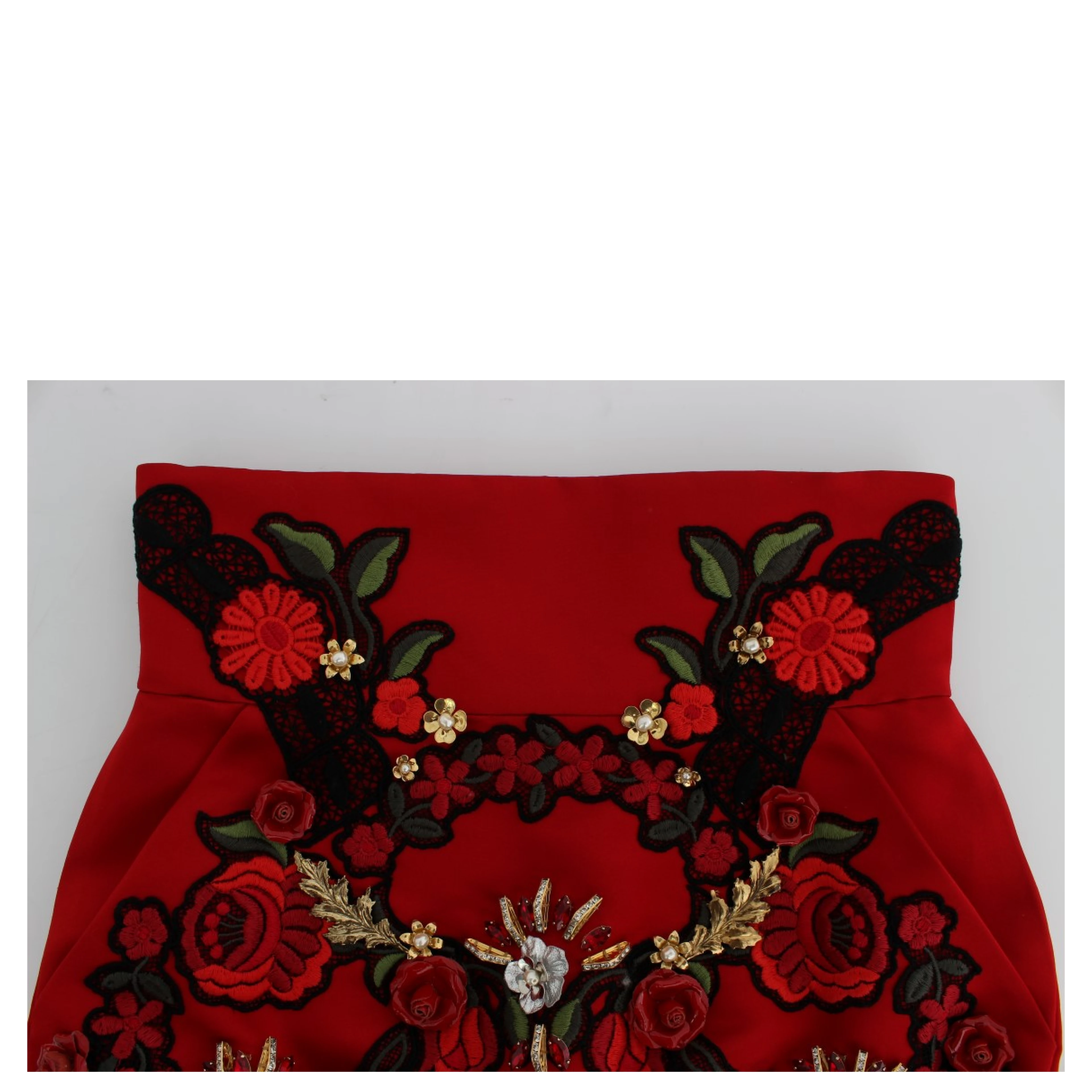 Red Silk Crystal Roses Shorts