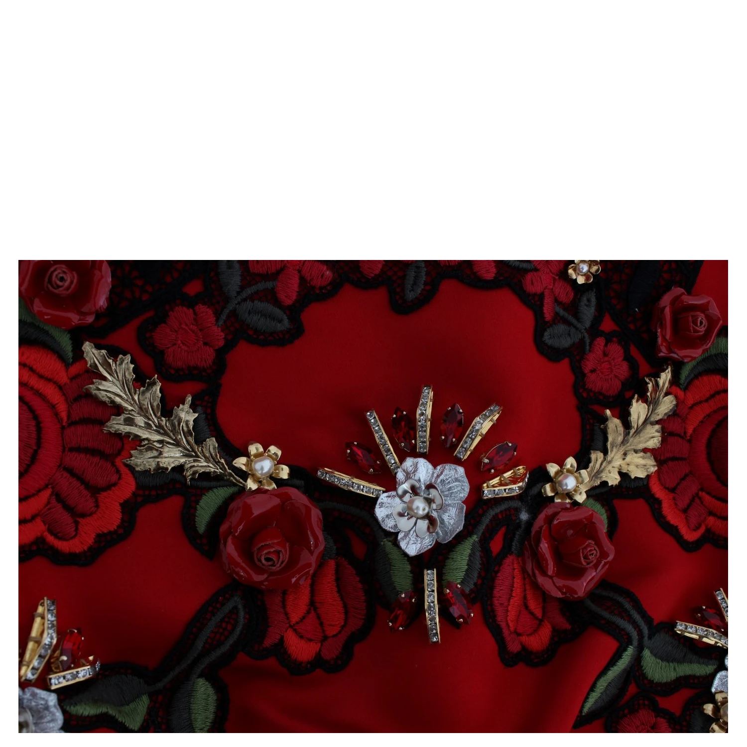 Red Silk Crystal Roses Shorts