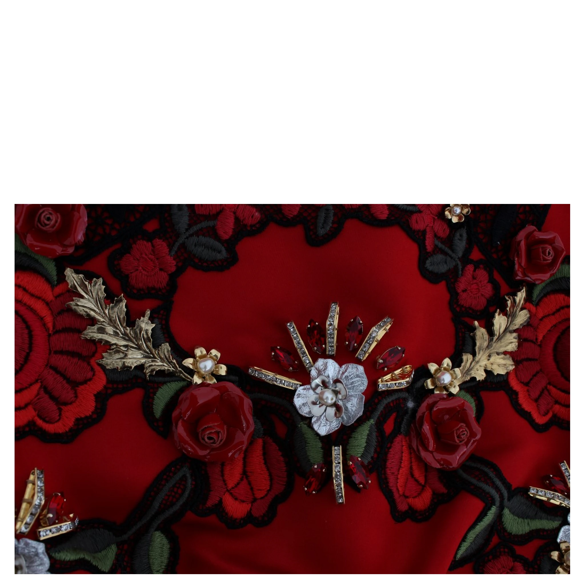 Red Silk Crystal Roses Shorts