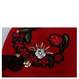 Red Silk Crystal Roses Shorts