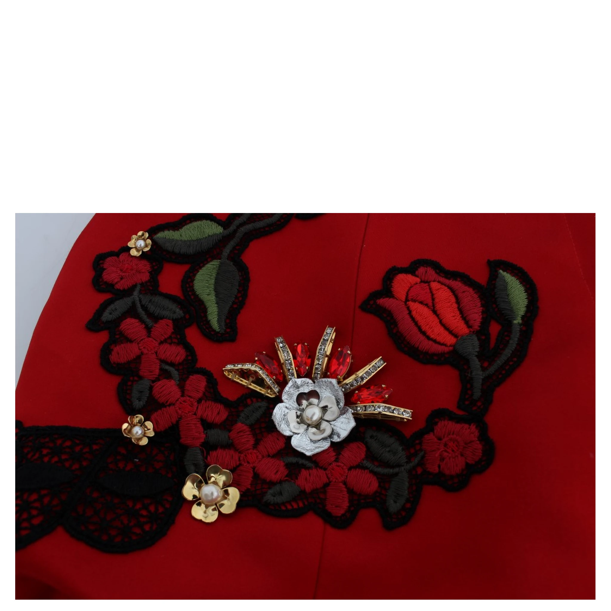 Red Silk Crystal Roses Shorts