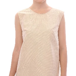 Beige Sleeveless Shift Mini Dress