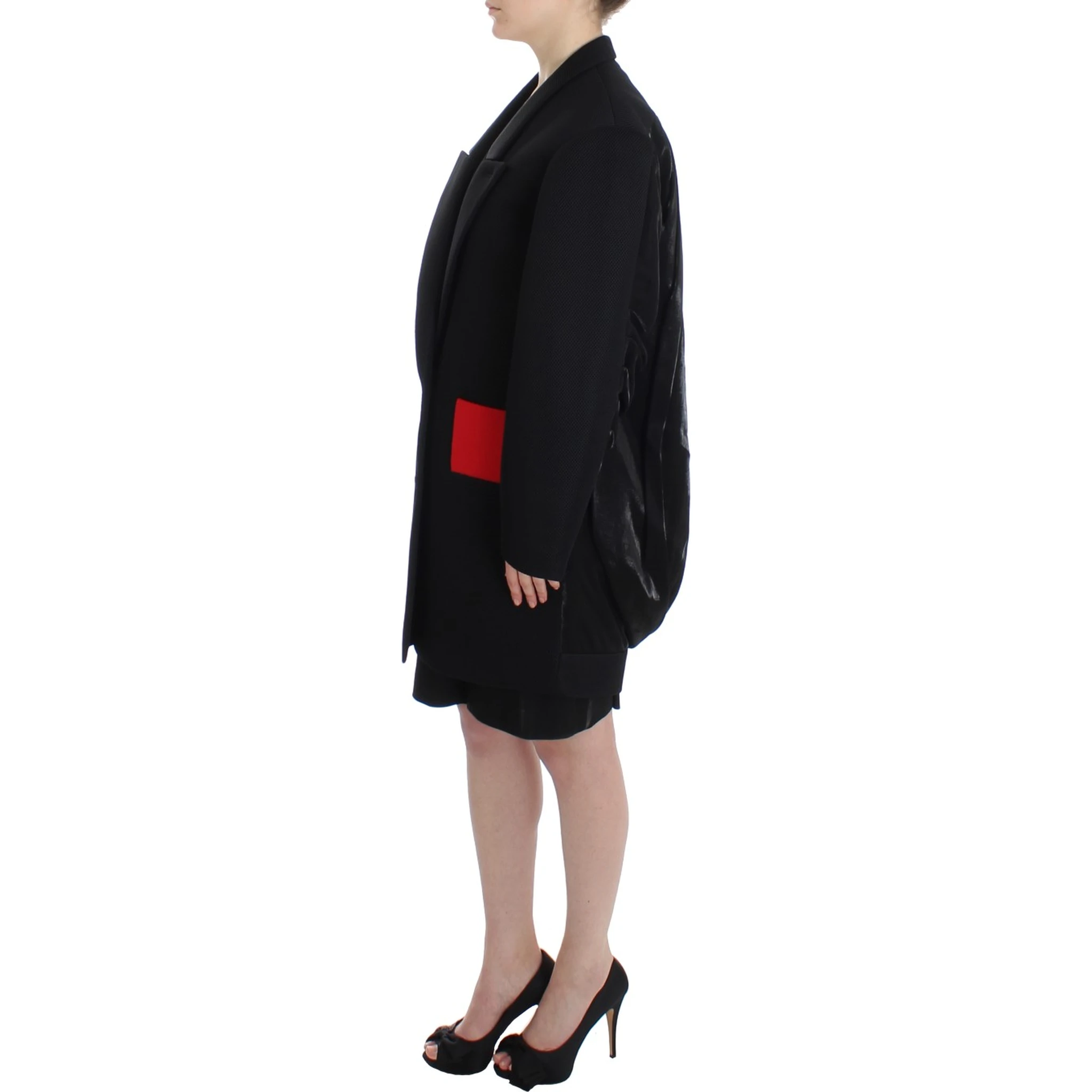 Black Coat Trench Long Draped Jacket Blazer