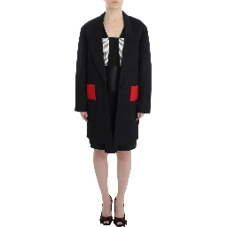 Black Coat Trench Long Draped Jacket Blazer