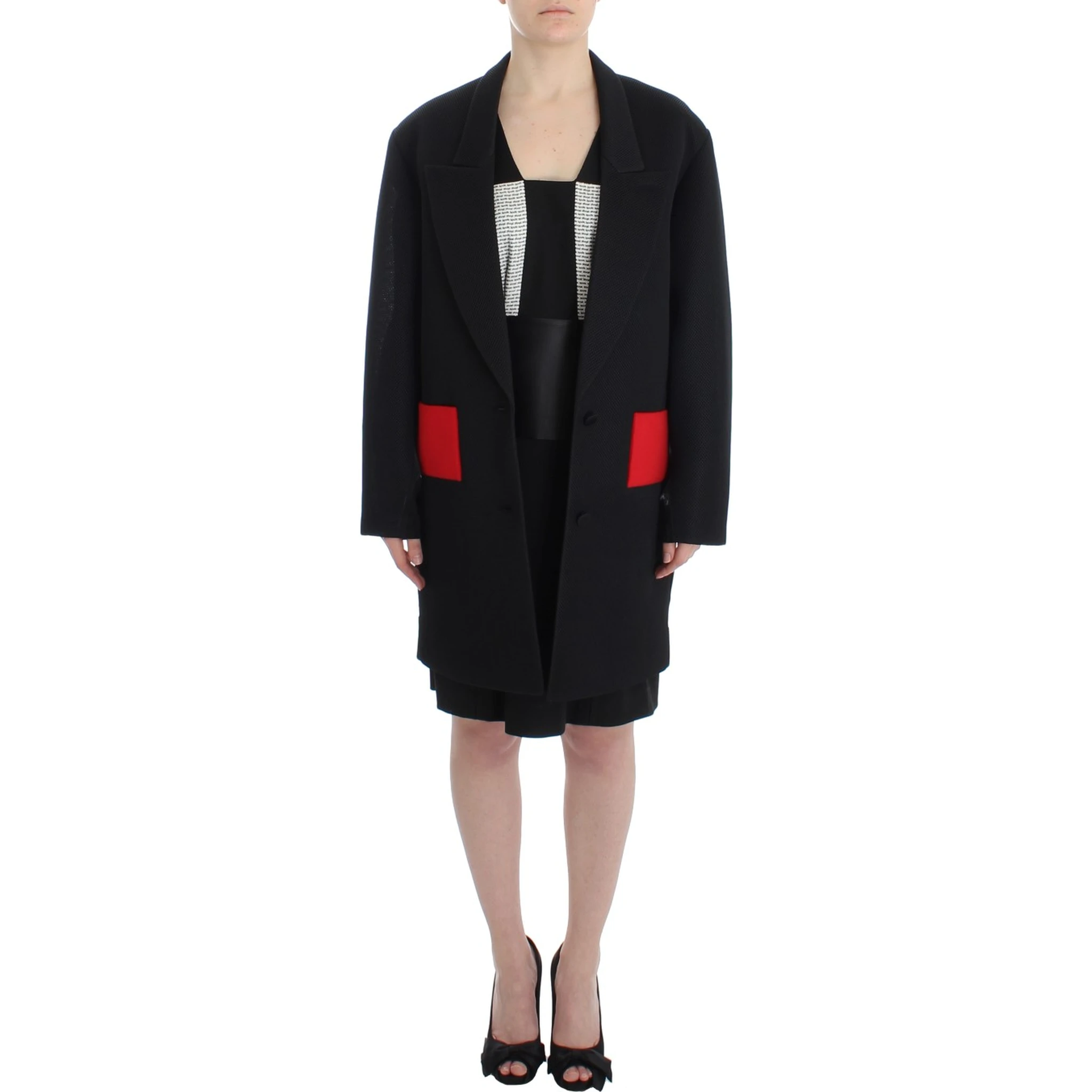 Black Coat Trench Long Draped Jacket Blazer