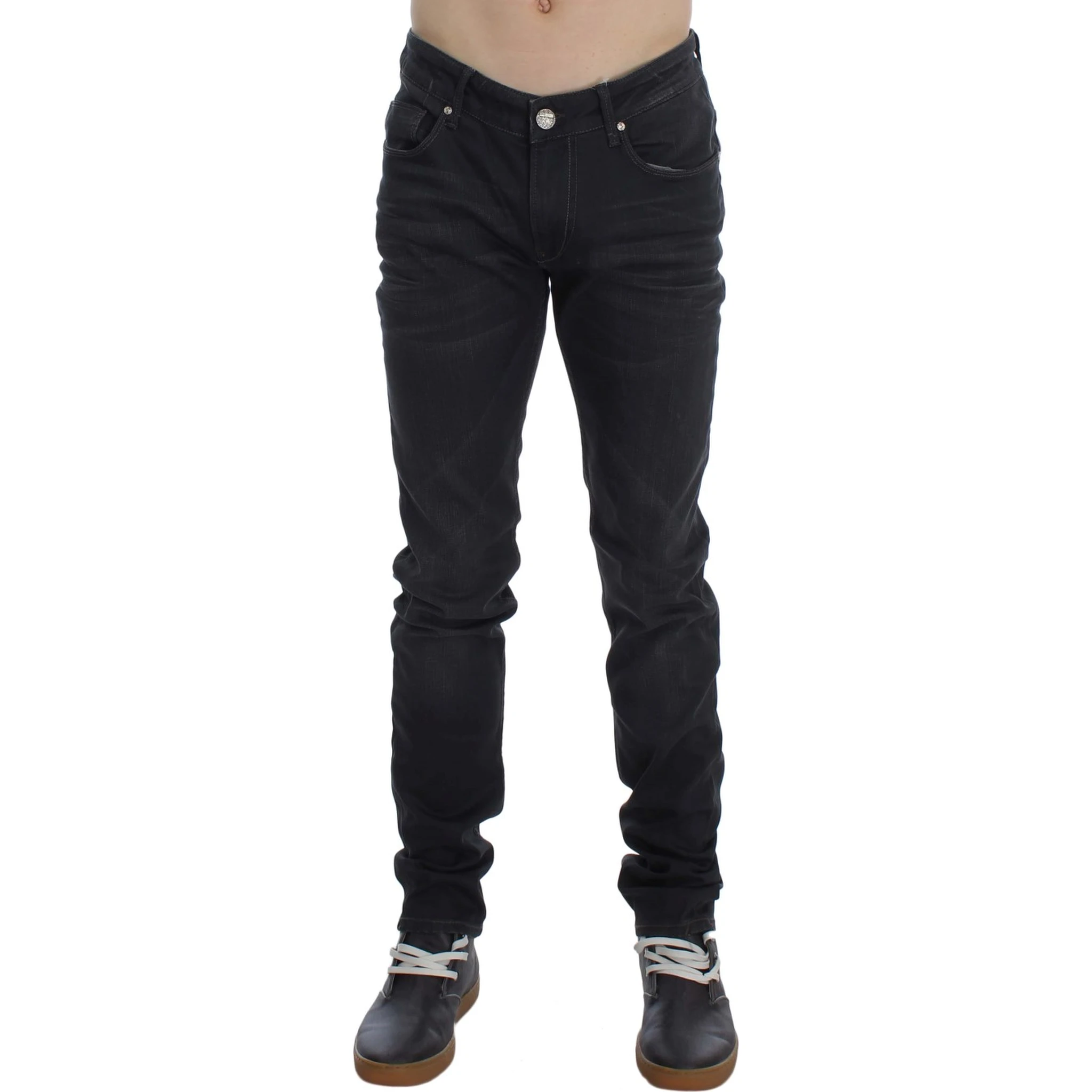Gray Cotton Stretch Slim Fit Jeans
