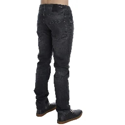 Gray Cotton Regular Low Fit Jeans
