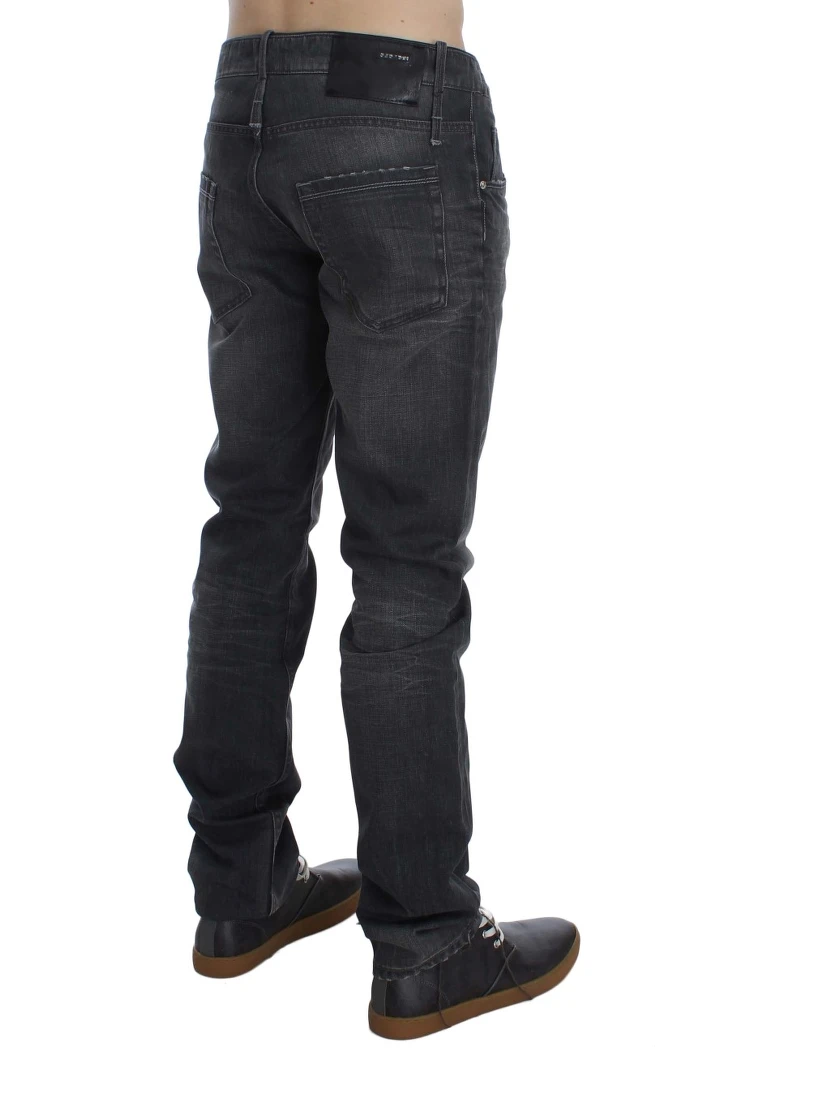 Gray Cotton Regular Low Fit Jeans