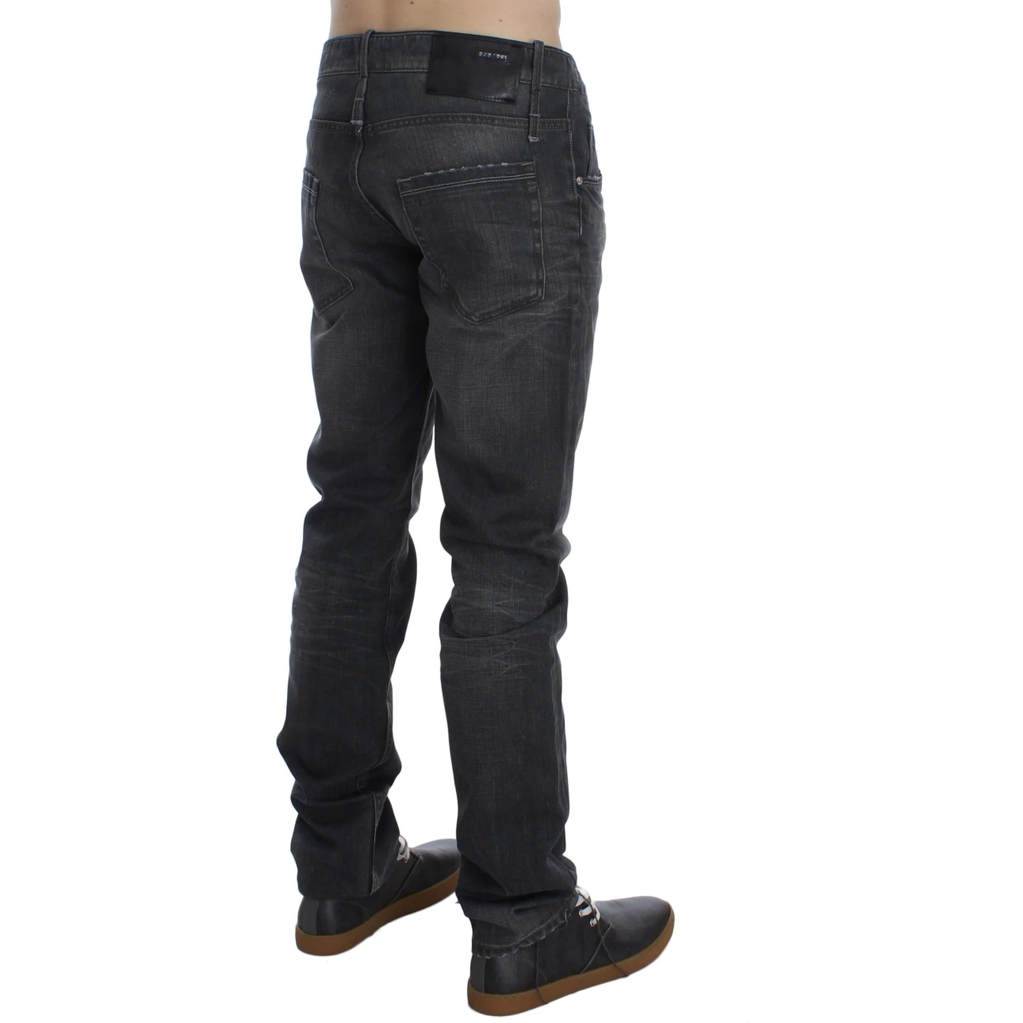 Gray Cotton Regular Low Fit Jeans
