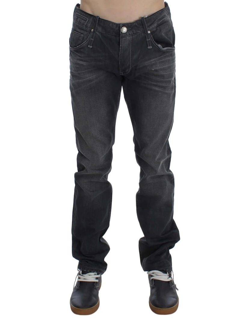 Gray Cotton Regular Low Fit Jeans