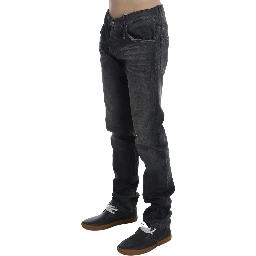 Gray Cotton Regular Low Fit Jeans