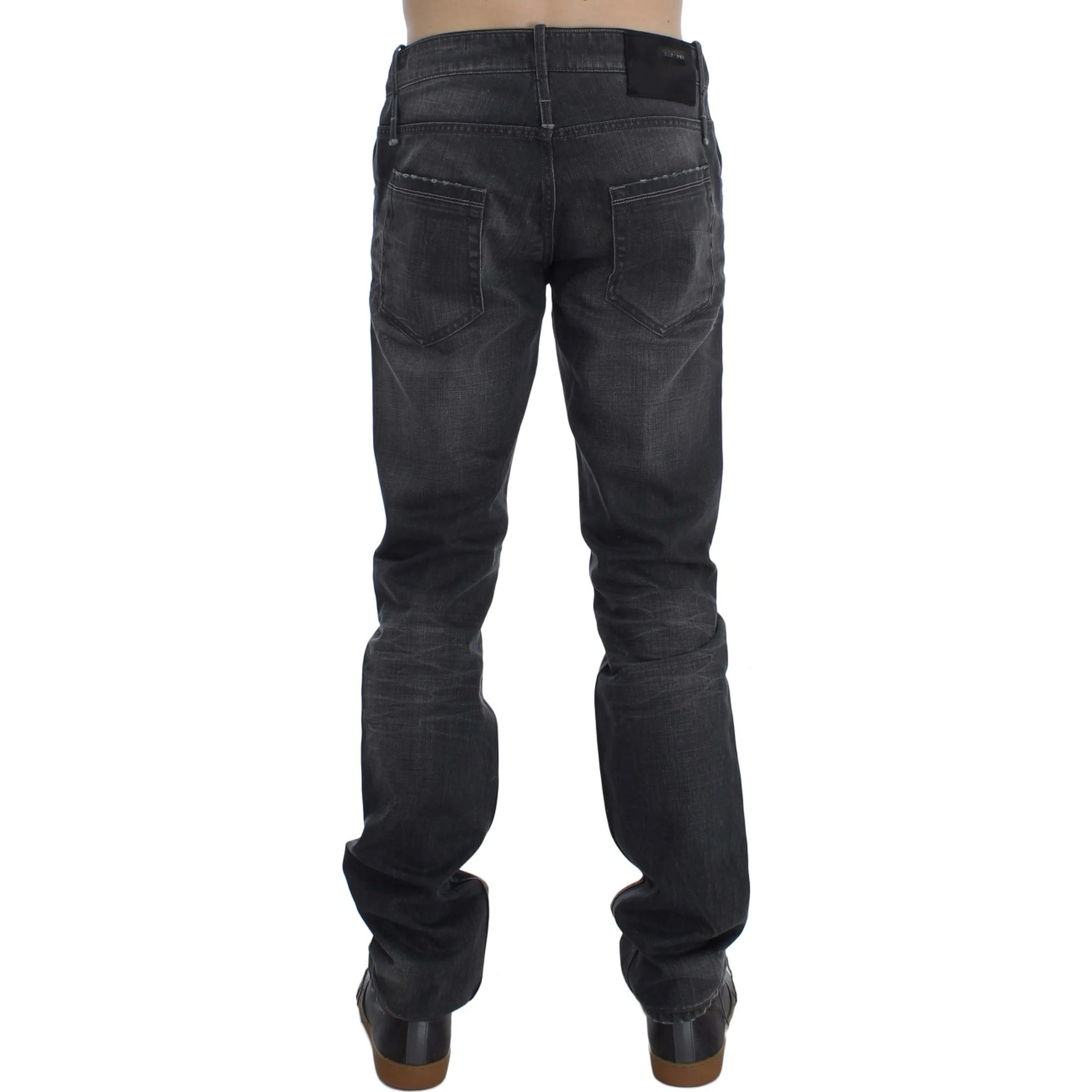 Gray Cotton Regular Low Fit Jeans