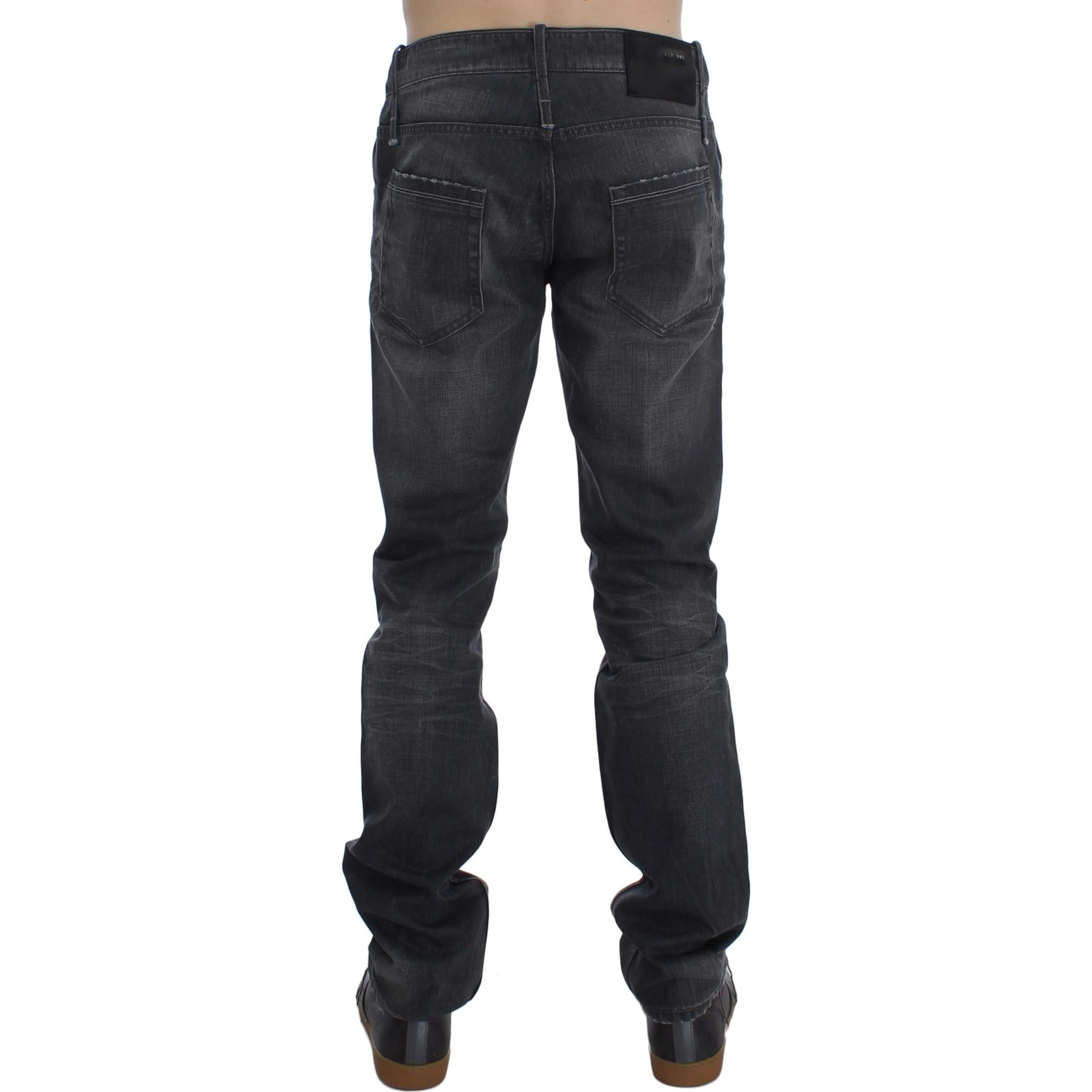 Gray Cotton Regular Low Fit Jeans