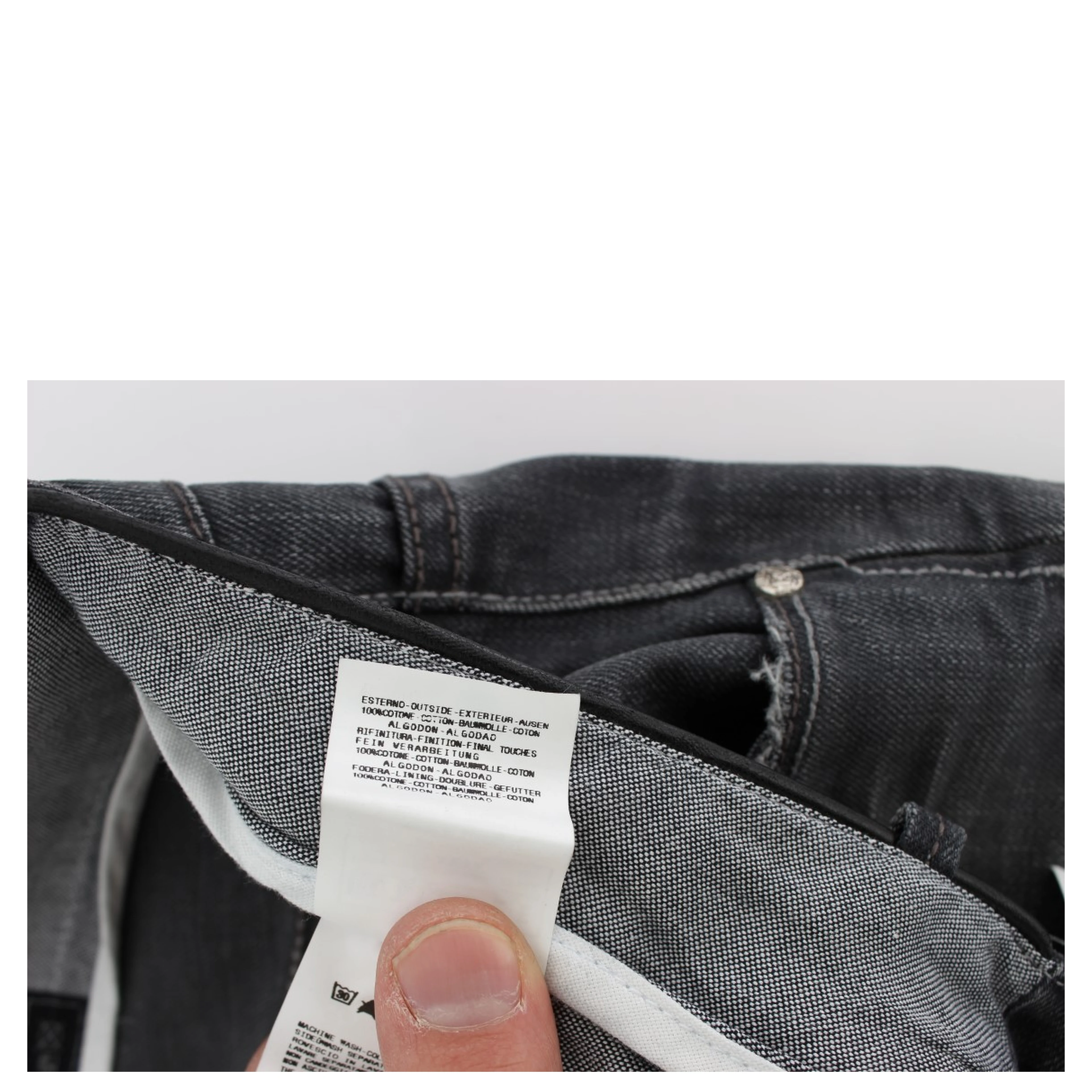 Gray Cotton Regular Low Fit Jeans