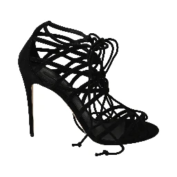 Black Suede Strap Stilettos Sandals