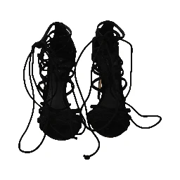 Black Suede Strap Stilettos Sandals