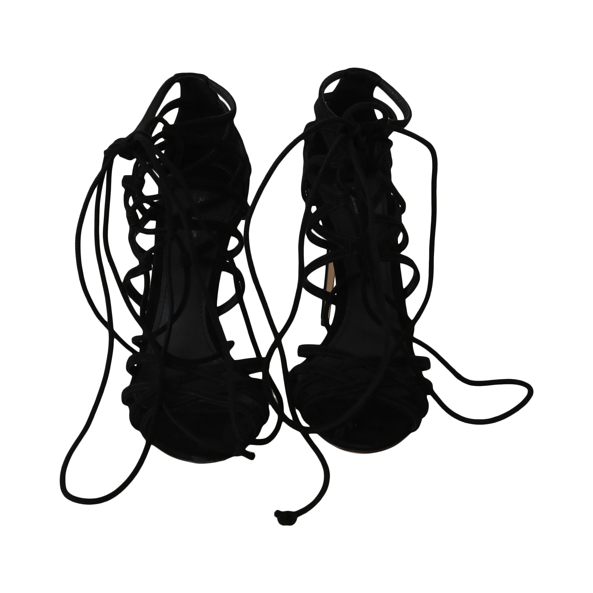 Black Suede Strap Stilettos Sandals