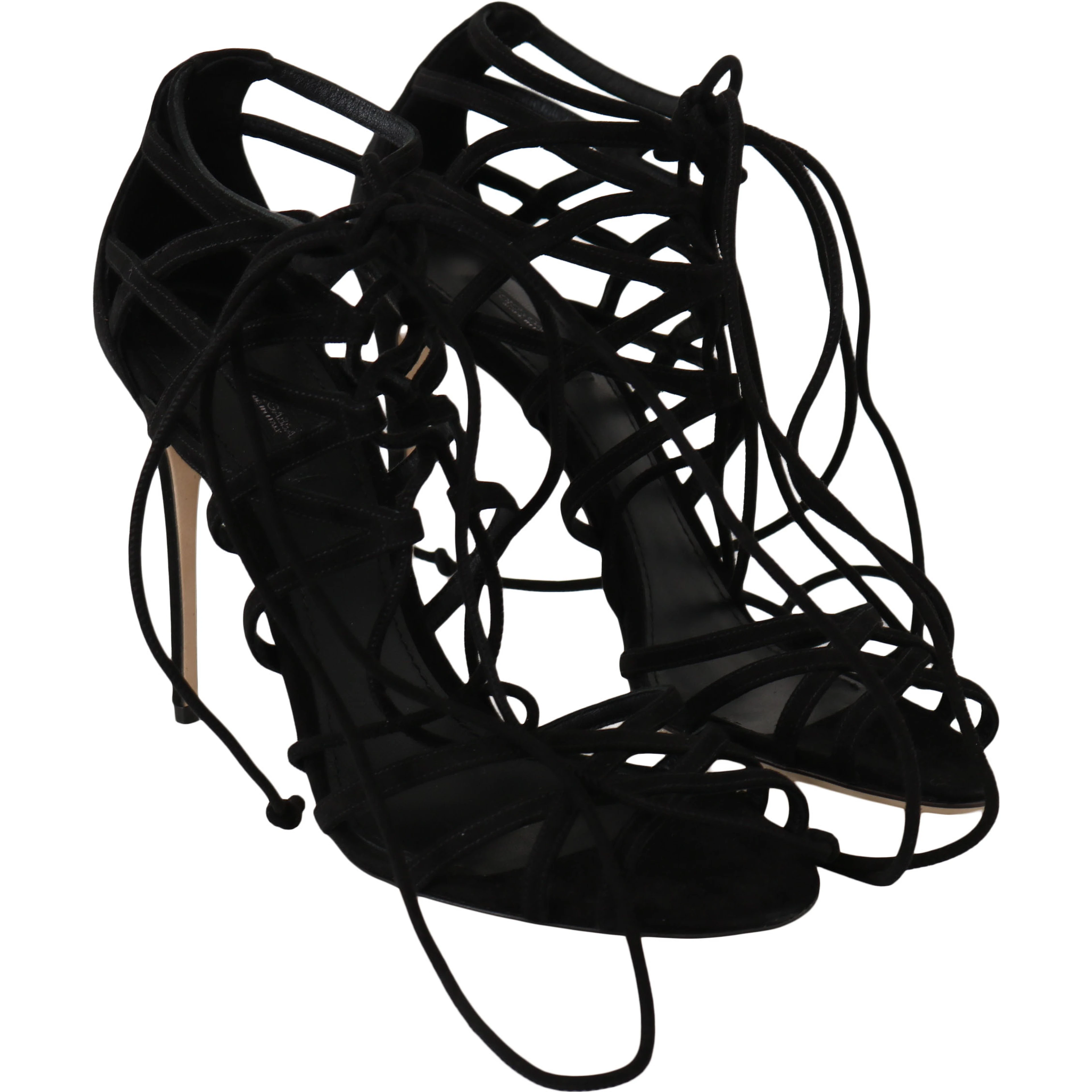 Black Suede Strap Stilettos Sandals