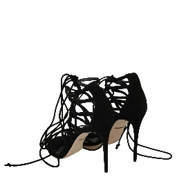 Black Suede Strap Stilettos Sandals