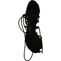 Black Suede Strap Stilettos Sandals