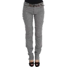Gray Cotton Slim Fit Casual Bootcut Pants