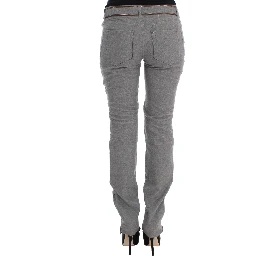 Gray Cotton Slim Fit Casual Bootcut Pants
