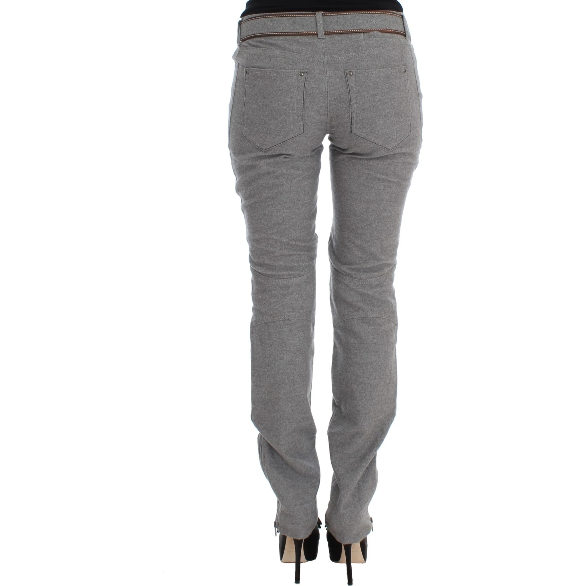 Gray Cotton Slim Fit Casual Bootcut Pants