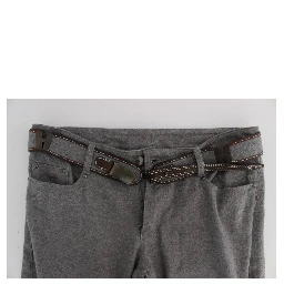 Gray Cotton Slim Fit Casual Bootcut Pants