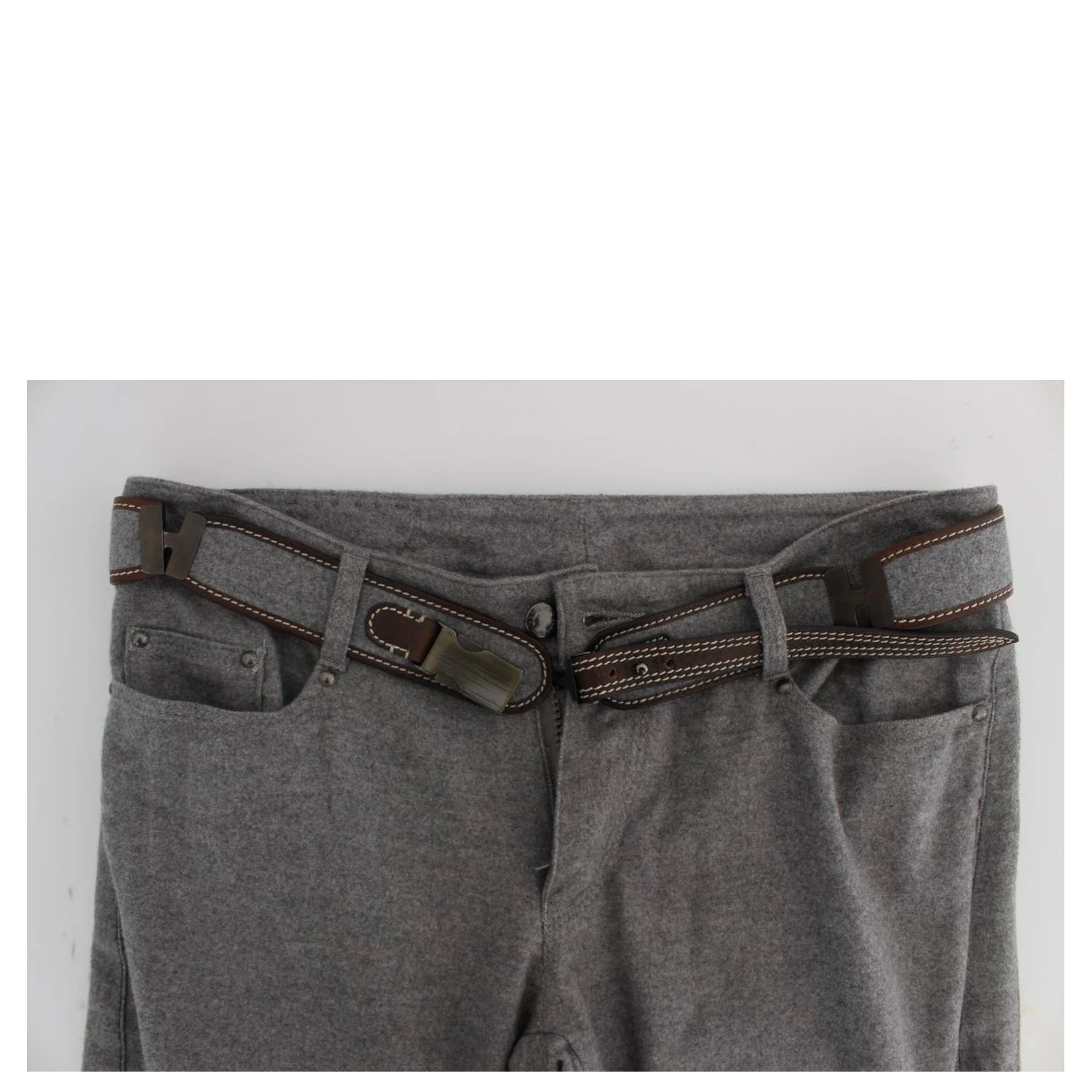 Gray Cotton Slim Fit Casual Bootcut Pants