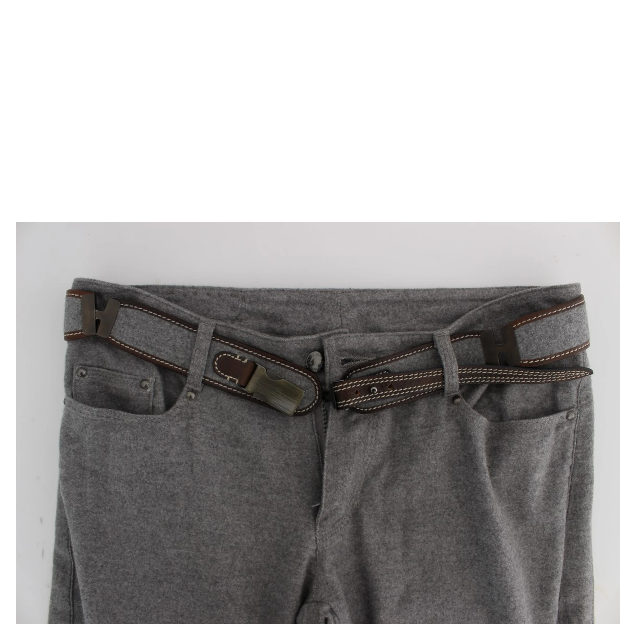 Gray Cotton Slim Fit Casual Bootcut Pants