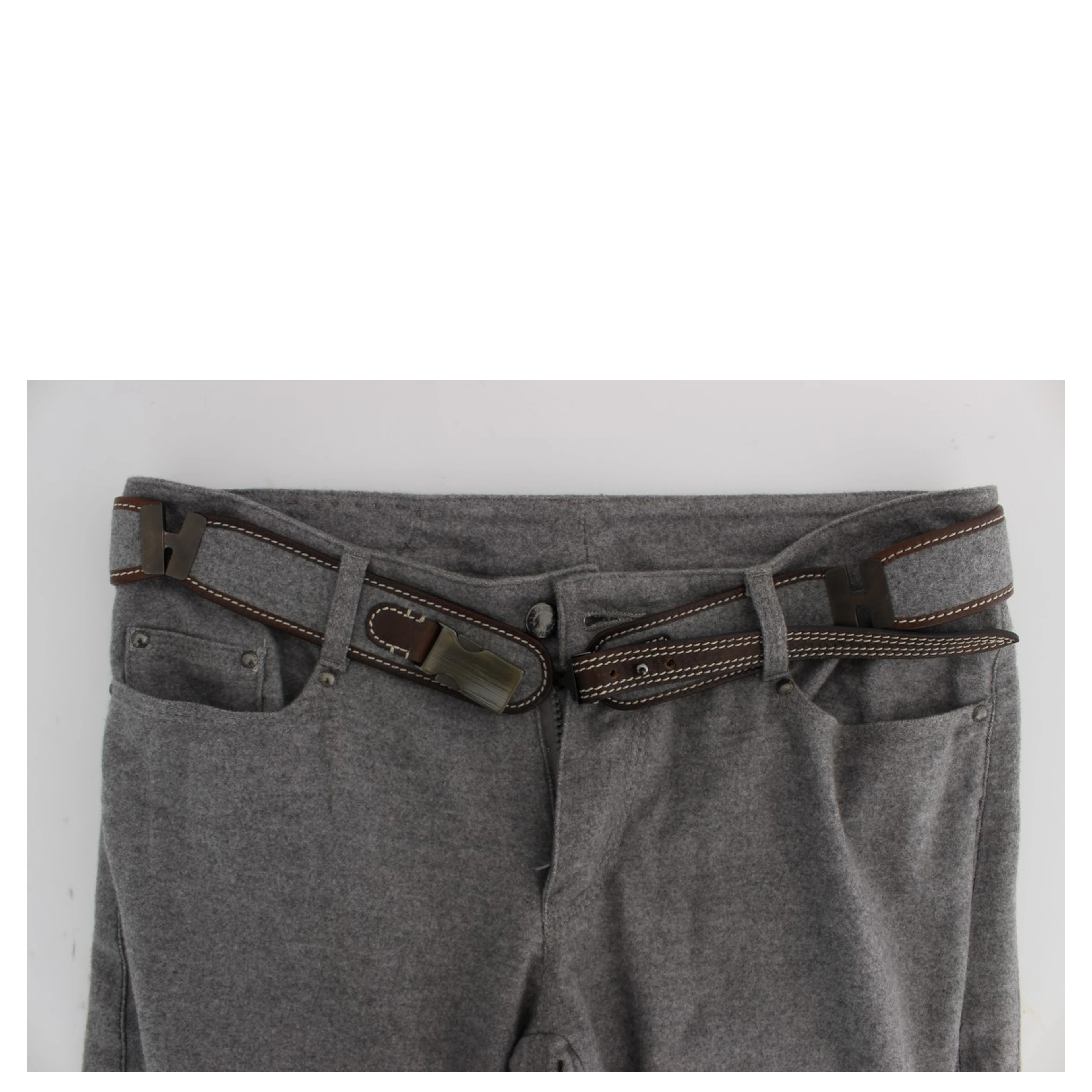 Gray Cotton Slim Fit Casual Bootcut Pants