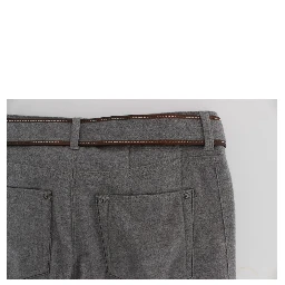 Gray Cotton Slim Fit Casual Bootcut Pants
