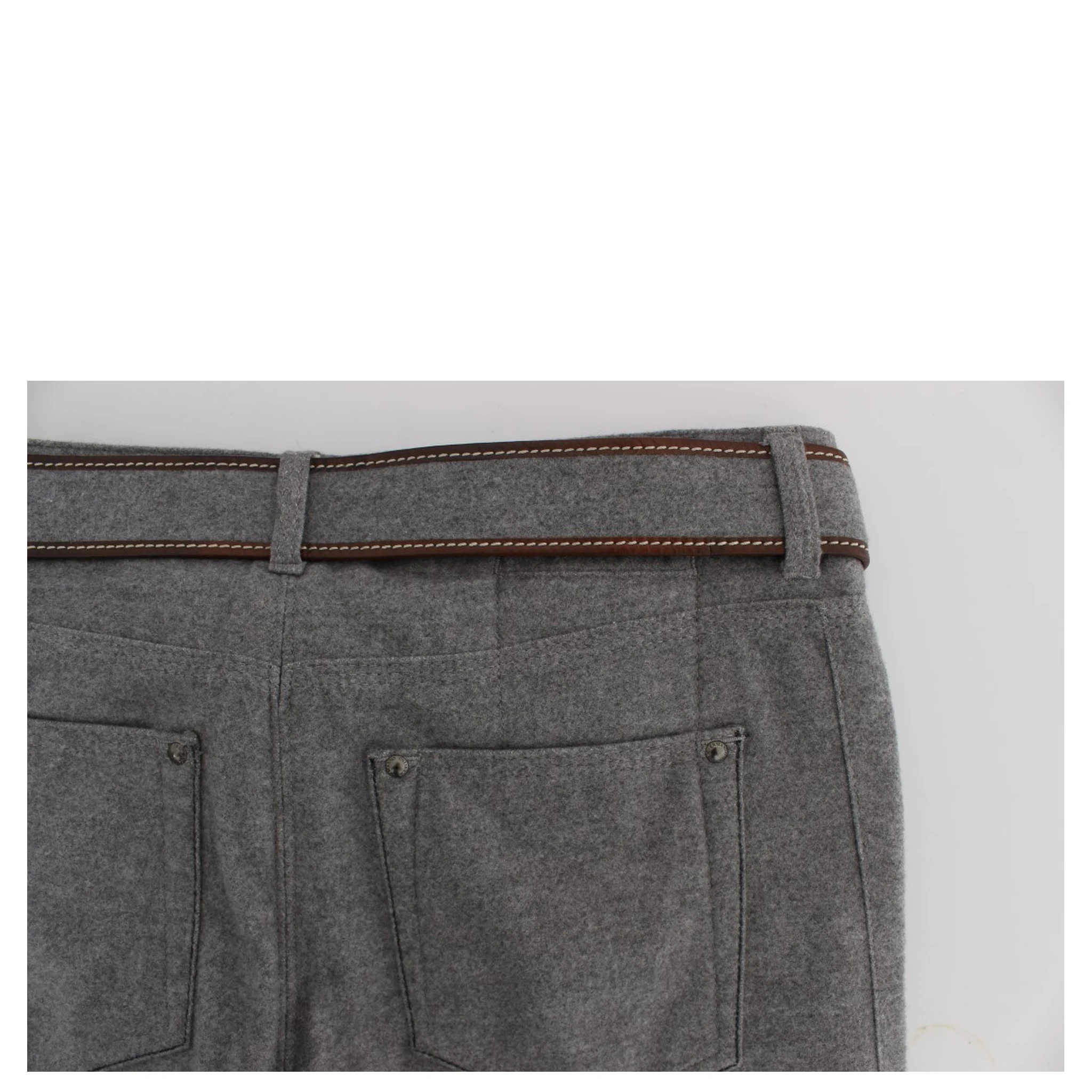 Gray Cotton Slim Fit Casual Bootcut Pants
